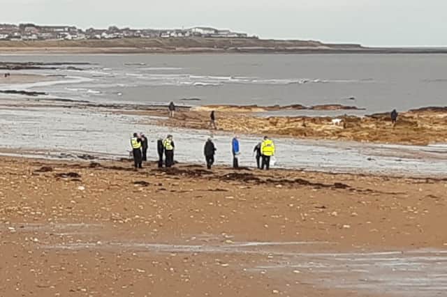 Police at Roker beach on Tuesday