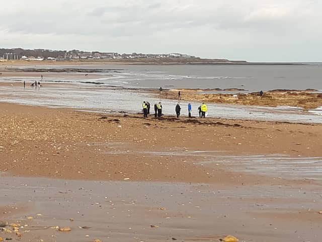 Police at Roker beach on Tuesday