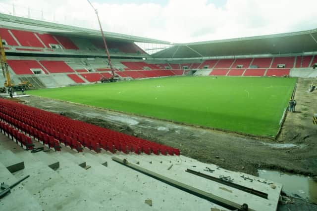 A first look at the new pitch at the SoL in May 1997.