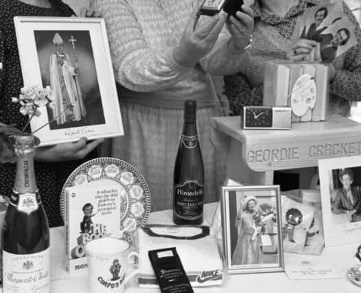 Lily Turnbull, Liz Bennett and Pat Francis. Donated items included, travelling clock from the Queen Mother, autographed photograph from Margaret Thatcher, latest book from Bob Monkhouse.