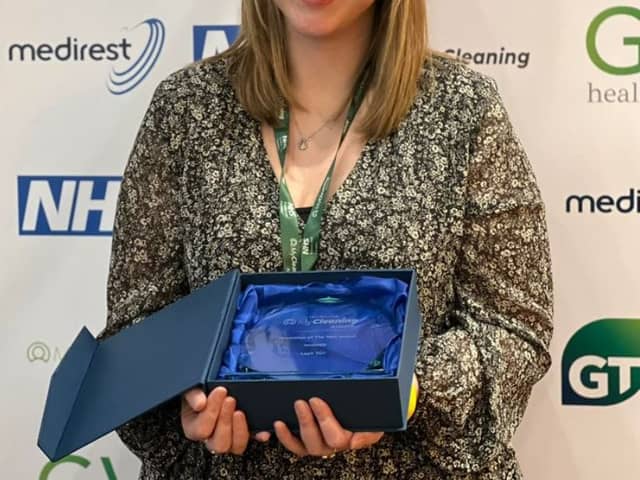 Leah Torr with her MyCleaning Award for Newcomer of the Year. Submitted picture.