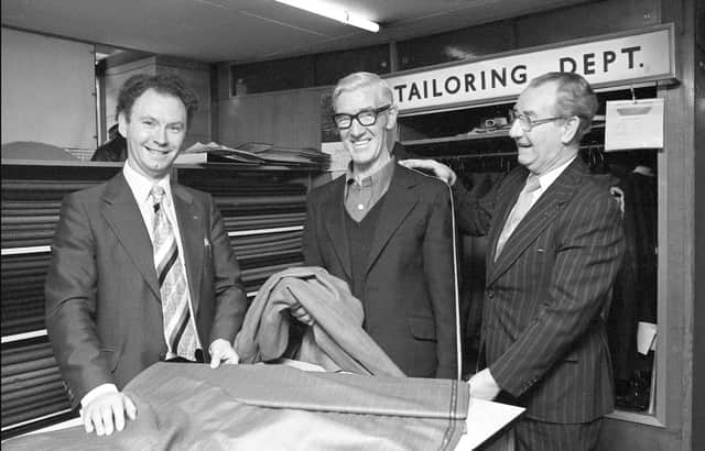 Thomas Hall pictured picking his new suit at Caslaws.