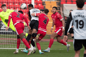 Gateshead striker Marcus Dinanga in action in his side's 4-0 win against Oxford City (photo Charlie Waugh)