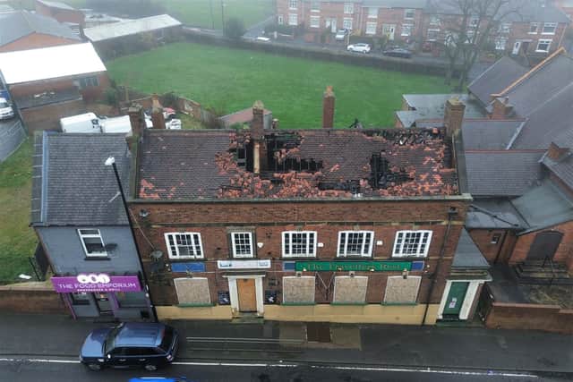 The pub caught fire in March 2023.