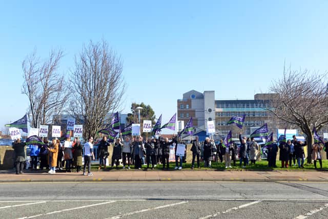 The rally took place outside of Sunderland Royal Hospital.
