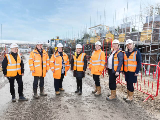 Members of Gentoo's Homes and Development team photographed at the Churchfields site, Doxford Park.
