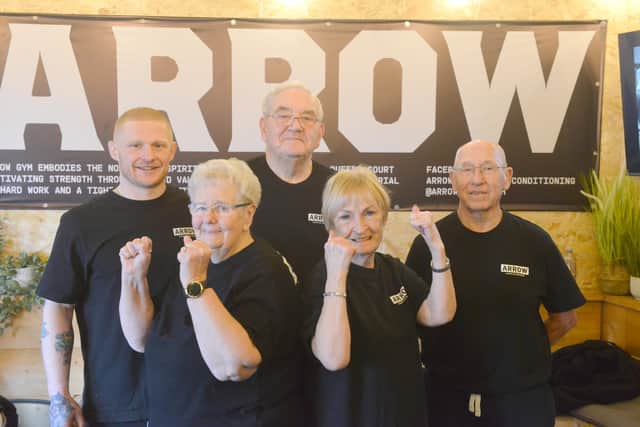 Joe Arrowsmith, far left, with his Silver Shoes group. Back middle from left: Alan Nordstrom and Colin Dunn. Front from left: Dorothy Nordstrom and Brenda Askew.