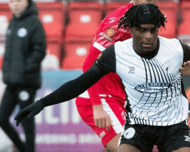 Derby County youngster Dajaune Brown has impressed on loan at Gateshead (photo Charlie Waugh)