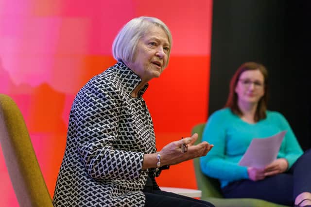 Kate Adie talking to students at the University of Sunderland.