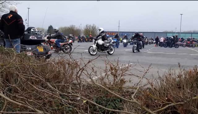 Bikers by the hundreds gathered in Durham last Easter before setting off to deliver Easter eggs to hospitals.