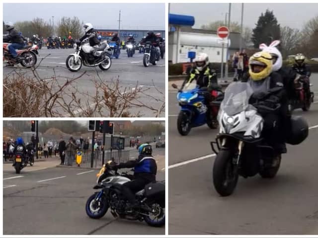 The wonderful sight of 800 bikers in convoy for charity.