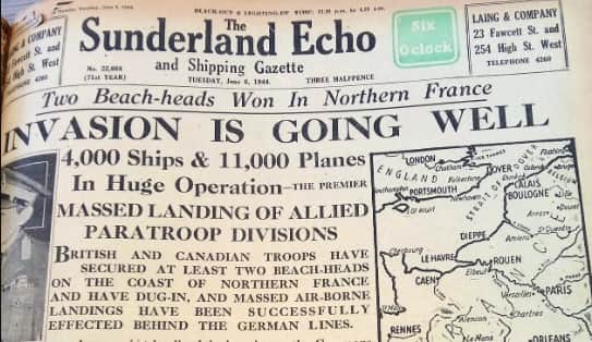 A historic front page from the Sunderland Echo in 1944.
