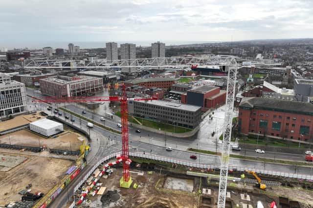 The cranes have been put in place on the new eye hospital site to help with the construction work. Submitted picture.
