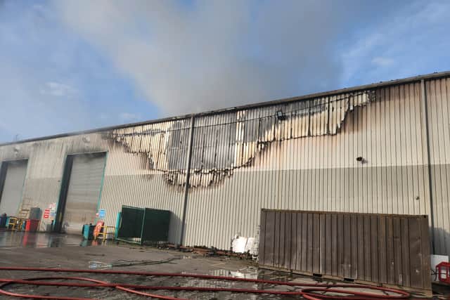 Picture issued by TWFRS of the Easter Sunday blaze in Washington on the Pattinson Industrial Estate.