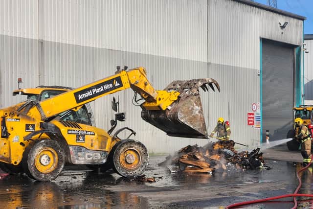 38 firefighters tackle recycling plant blaze so bad a windows warning ...