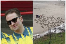 The sand tribute to Tom Lynn was left at the Cat and Dog Steps in Roker.
