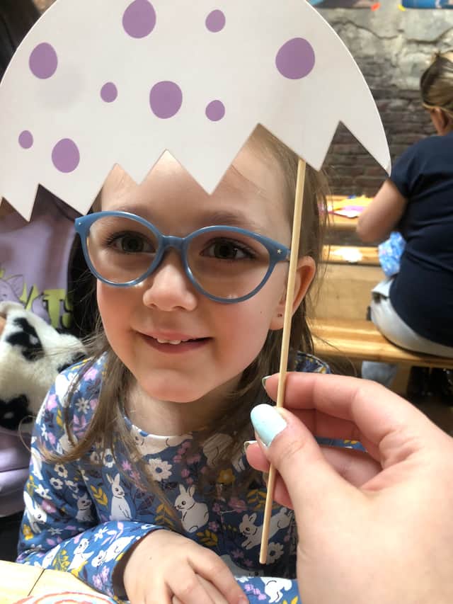 Ruby pictured enjoying an Easter activity.