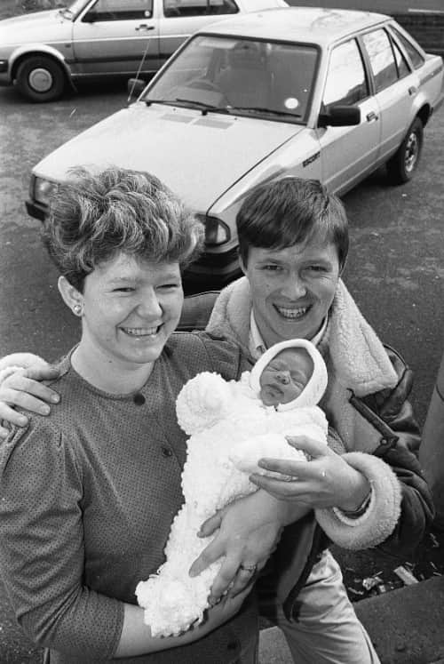 Janice Wakefield and husband David Wakefield with baby. 