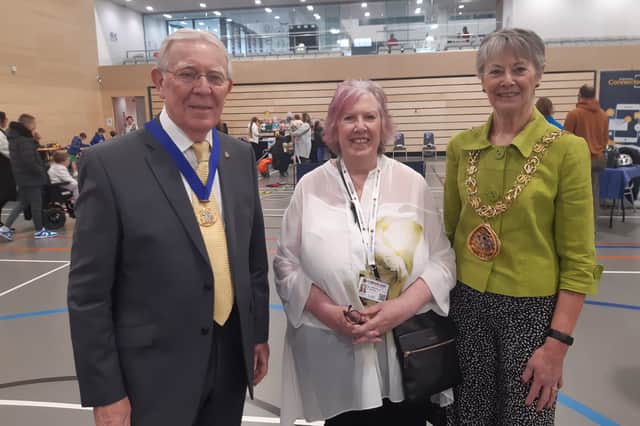 The mayor, Cllr Dorothy Trueman, consort Harry Trueman and Maureen Morris OBE.
