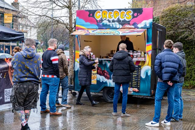 Even the wet weather didn't put people off the street food on Easter Monday. Picture by Claire Louise.
