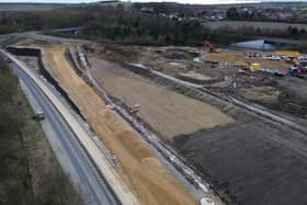 Picture issued by Durham County Council as work takes place on A19 slip road.