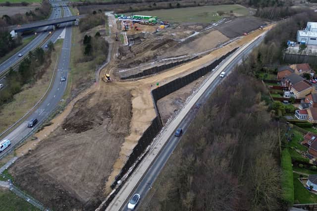 Picture issued by Durham County Council as work takes place on A19 slip road.