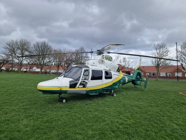 The Great North Air Ambulance in Barnes Park.