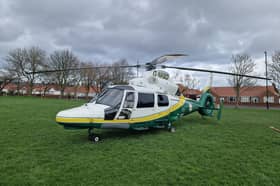 The Great North Air Ambulance in Barnes Park.