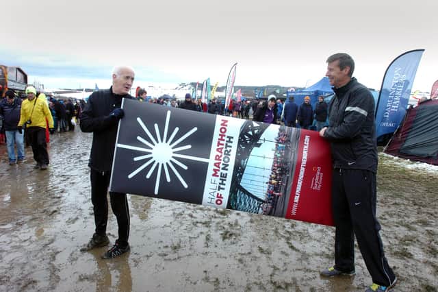 Steve Cram (right) and Terry Deary promoting the Sunderland running events in 2013