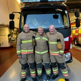  Firefighter Phil Davison, Crew Manager Simon Davison, and Watch Manager Becky Brown. Submitted picture