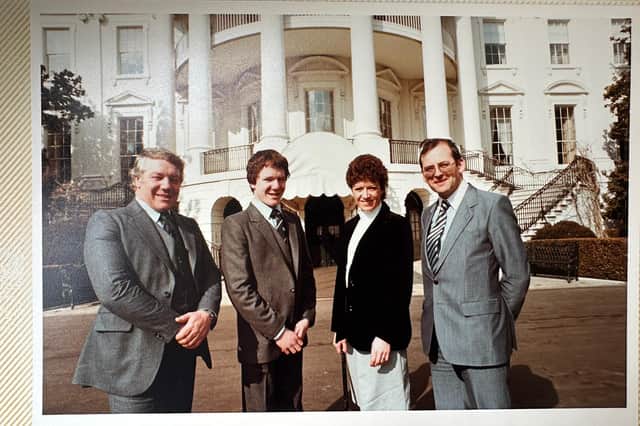 David Warden and competition winner Gary meeting staff at the White House in 1982.