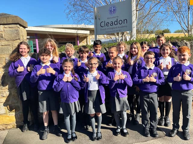 Cleadon C of E Academy's Junior Leadership Team give a thumbs up to the school's latest Ofsted report.