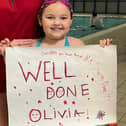 Olivia after completing her swimming challenge.