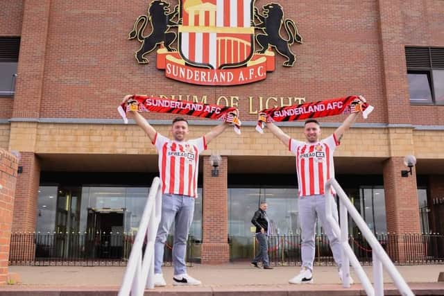 Gianmarco and Matteo Fermi outside the Stadium of Light.