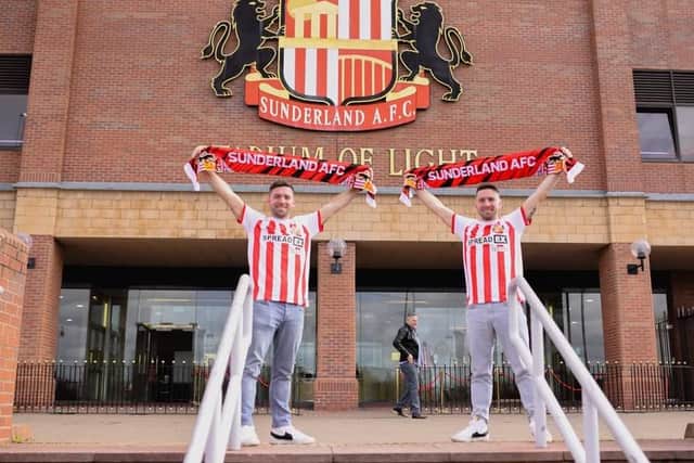 Gianmarco and Matteo Fermi outside the Stadium of Light.