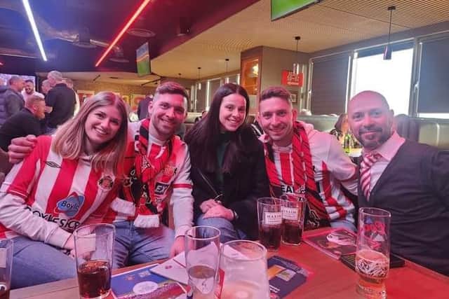 The brothers with their partners Serena and Laura in Sunderland.