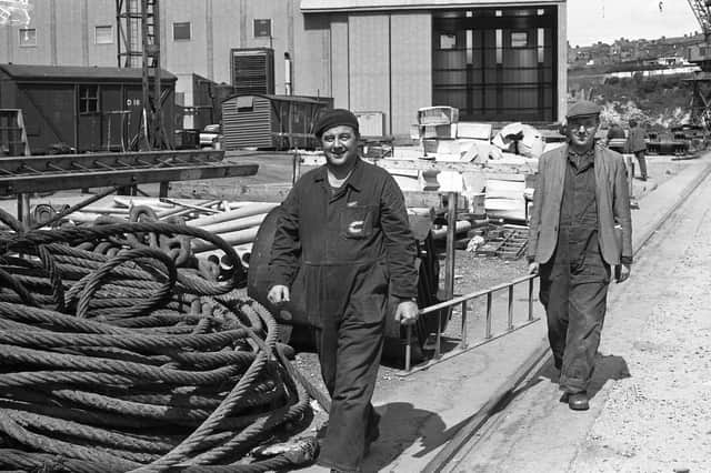 Workers at the Deptford yard in July 1974.