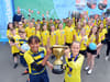 Children at Sunderland primary school celebrate cup finals success