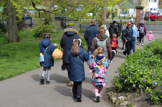Earth Day walkers set off around  Backhouse Park. Submitted.