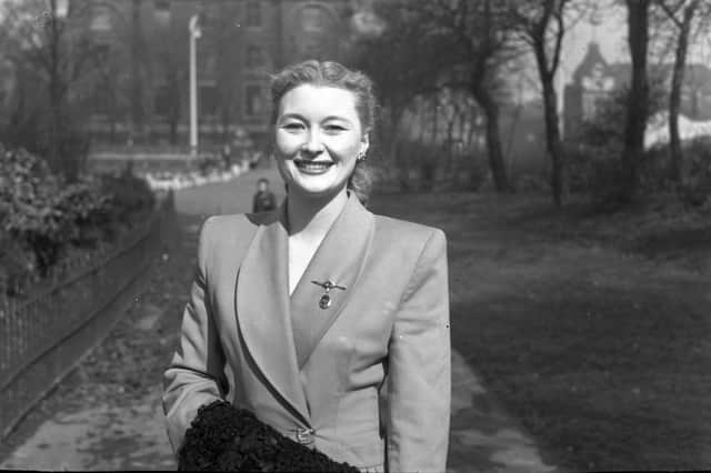 Sunderland film star Christine Norden photographed in Mowbray Park in April 1947.