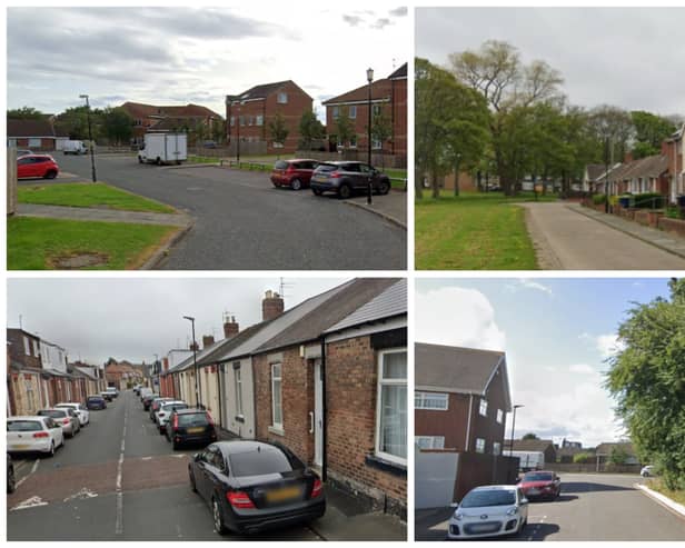 Some of the locations with crimes reported across south Sunderland
