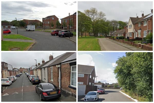 Some of the locations with crimes reported across south Sunderland