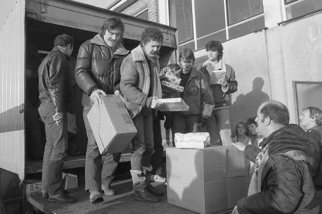 Murton people organising food parcels during the Miners Strike of 1984.