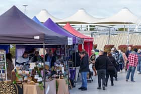 Visitors enjoy the November market event at Dalton Park 