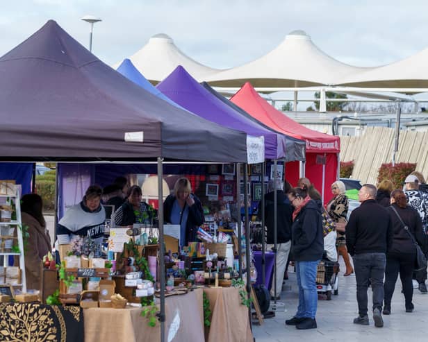 Visitors enjoy the November market event at Dalton Park 