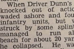The 1944 Sunderland Echo report on Driver Dunn's D-Day experience.
