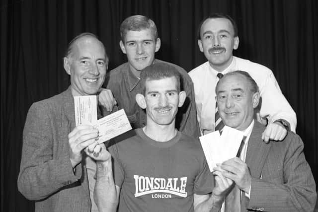 Competition winners pictured with Sunderland boxer Billy Hardy in 1989.
