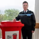 Chief Superintendent Joanne Park-Simmons, Northumbria Police’s knife crime lead, with one of the surrender bins.