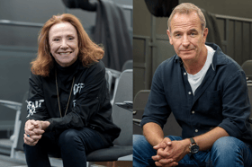 Melanie Hill and Robson Green at the University of Sunderland. 
