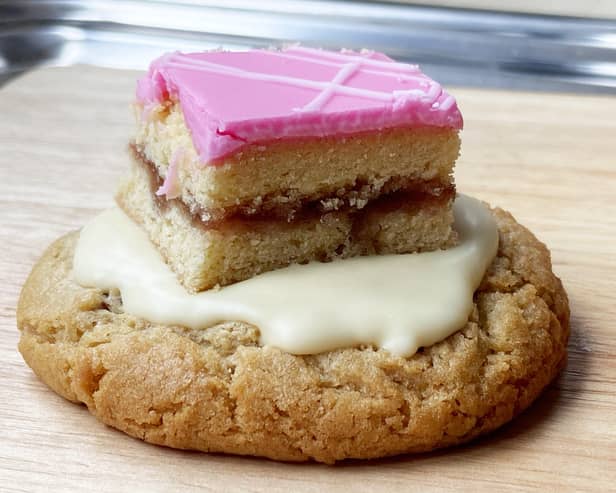 This delicious Muller's pink slice atop a crumbly biscuit is excellent 'scran', but the term is apparently dying out.